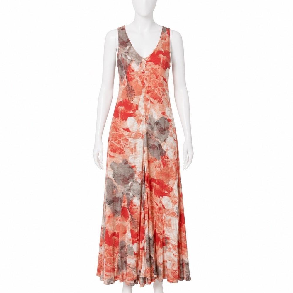Tommy Bahama Sleeveless Maxi Dress Women's Small Orange Tropical Vacation